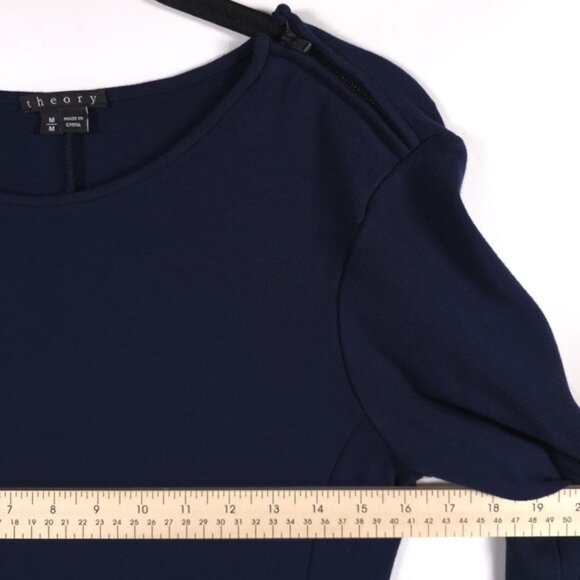 Theory Mini‎ Dress “MIMI Q” Navy Quilted Stretch Jersey Long Sleeve MEDIUM - Picture 5 of 9
